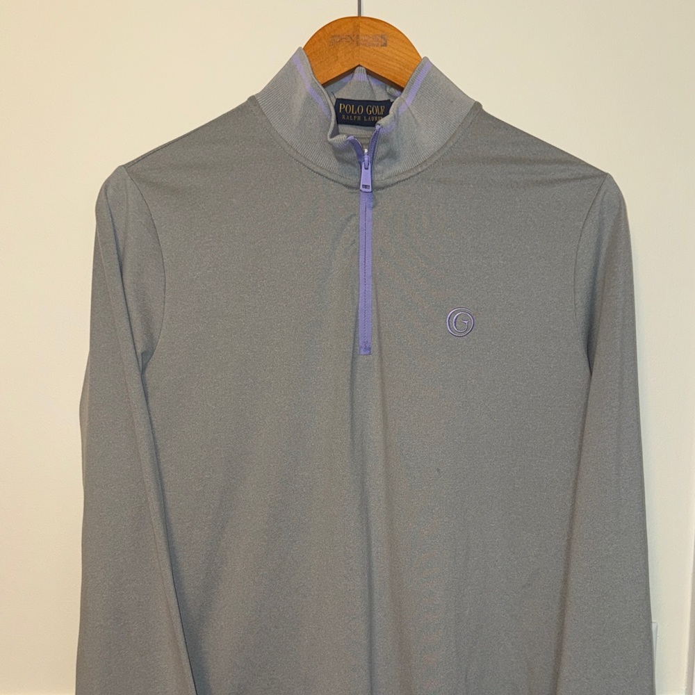 Polo by Ralph Lauren Women's Gray Quarter-Zip Top with Lavender Accents
